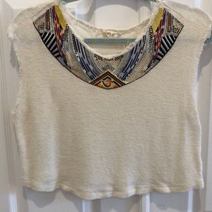 Trendy embroidered / studded Liberty Garden top